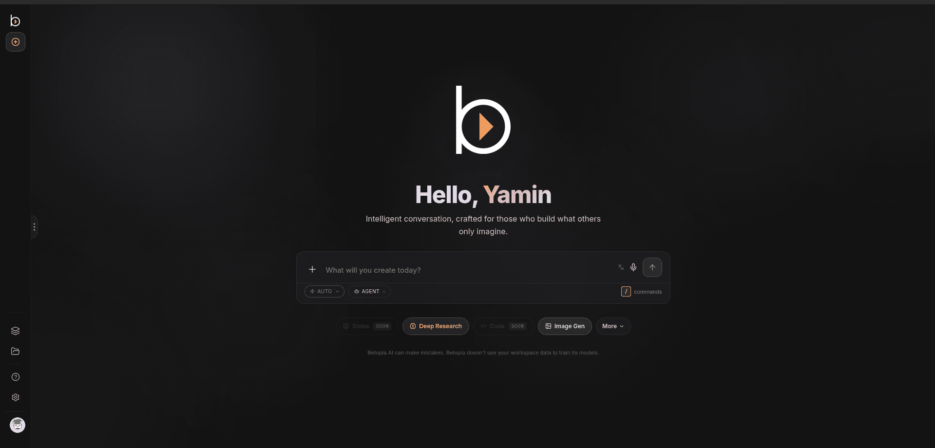 Betopia Chat · streamed chat, Deep Research, files, Knowledge Base context, artifacts