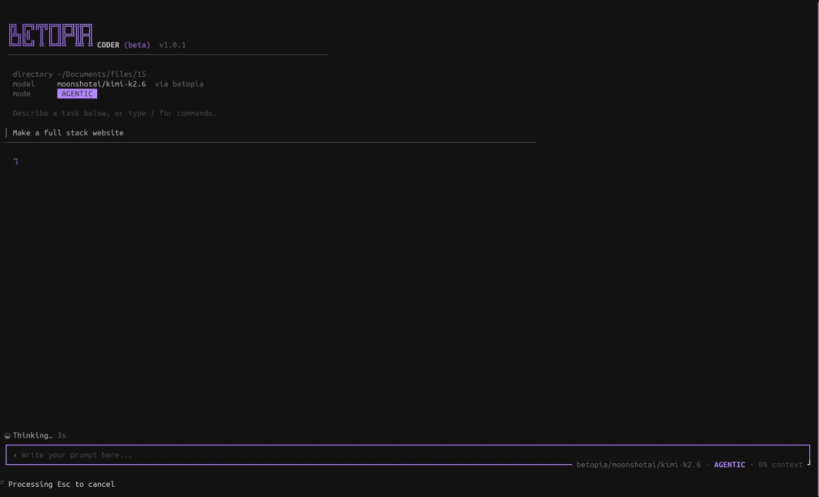 Betopia Coder CLI · terminal-first agent with permission-gated tool actions